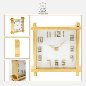Đồng Hồ Để Bàn Orin Decor Trụ Vuông Kim Loại Vàng Sang Trọng