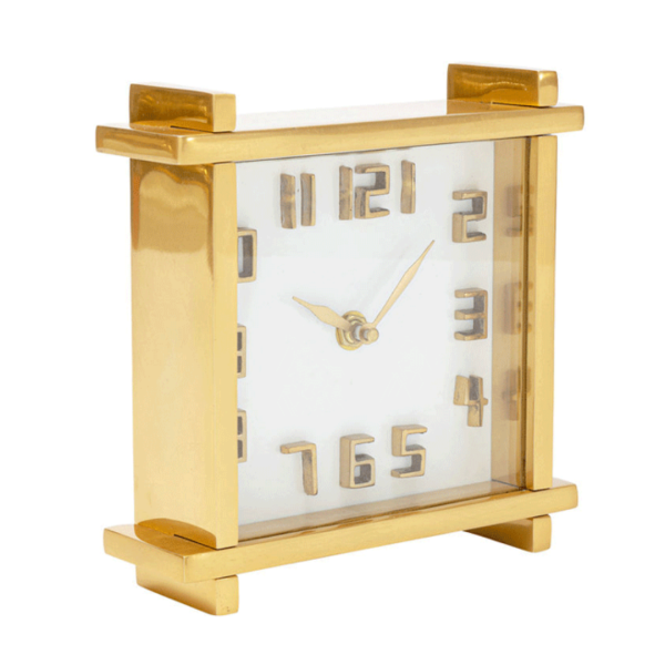 Đồng Hồ Để Bàn Orin Decor Trụ Vuông Kim Loại Vàng Sang Trọng - Ảnh 3