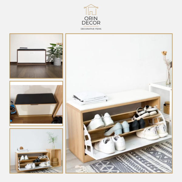 Tủ Giày Orin Decor Gỗ  Ghế Ngồi 3 Ngăn Lật
