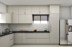 Màu sắc tươi sáng như trắng, xám, hoặc các gam màu nhạt của tủ bếp chữ L có thể làm cho không gian trở nên rộng rãi hơn và tạo cảm giác thoải mái