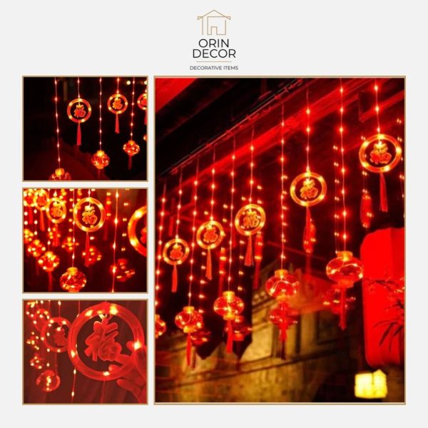 Đèn Rèm Lồng Orin Decor Trang Trí Tết Chữ Tài Lộc, Phúc Lộc