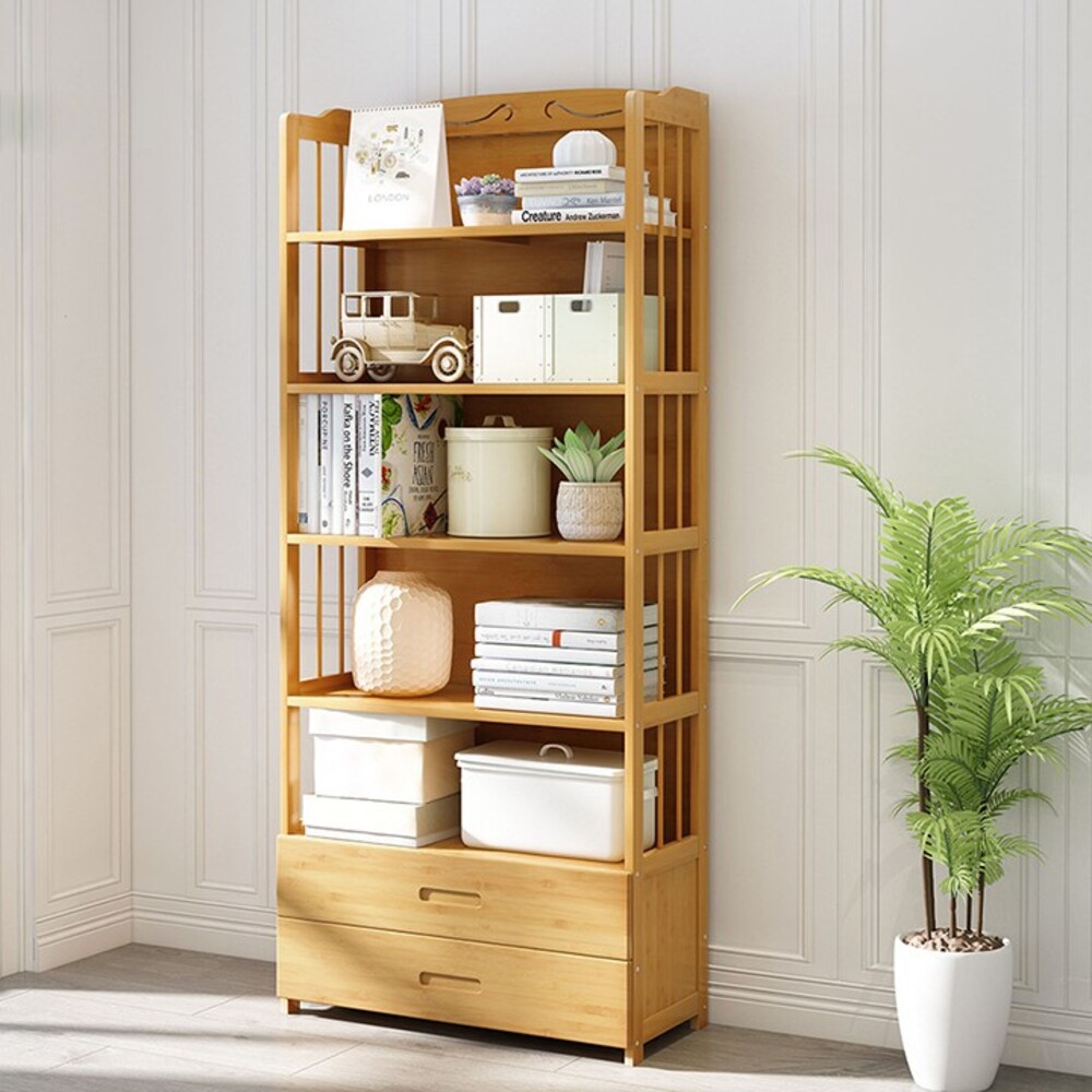 tủ gỗ decor hiện đại màu gỗ tự nhiên, kết hợp kệ mở trưng bày sách và cây cảnh