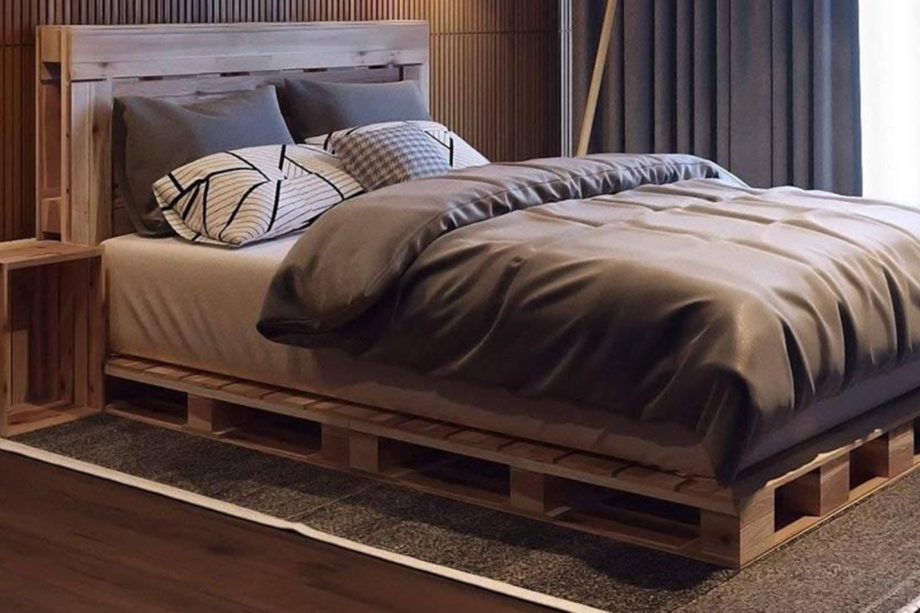 Phòng ngủ decor bằng pallet gỗ tự nhiên