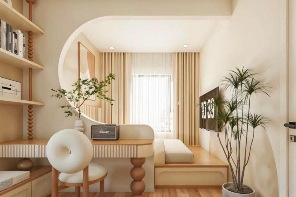 Phòng ngủ hiện đại phối đèn treo tường ấm áp
